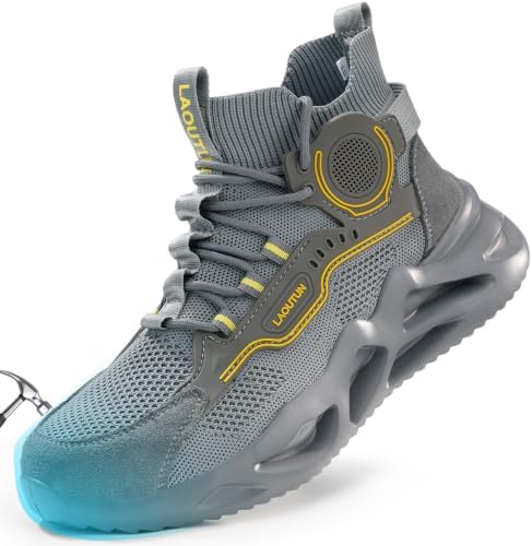 LAoutun Steel Toe Shoes for Men Work Shoes Safety Sneakers Lightweight