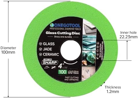 4 inch Tile Cutter Glass Cutting Disc for Angle Grinder, 7/8" Glass Ceramic Diamond Cutting Blade Disc for Grinding Jade, Crystal, Wine Bottles, Tile. (3pcs)