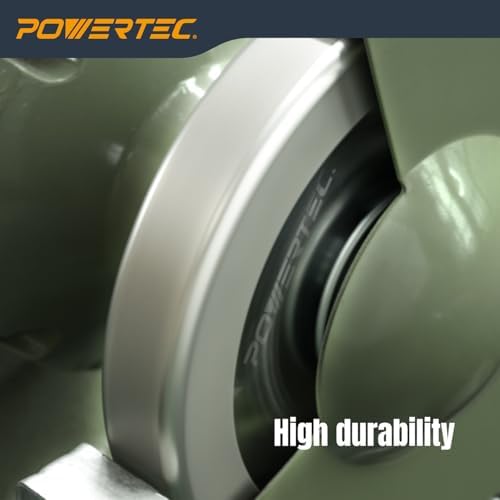 POWERTEC CBN Grinding Wheel 8 Inch 600 Grit, 1-1/4" Wide, 5/8" Arbor – 4-in-1 CBN Sharpening Wheel with 1/4" Radius Edge and Side Face for Bench Grinder (15706)