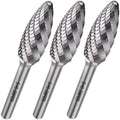 LU&MN SH-5 Tungsten Carbide Burr, 1/2" Head 1/4" Shank, 3 Pcs