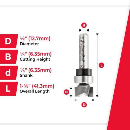 Amana Tool - 45460-S Carbide Tipped Flush Trim Plunge Template 1/2 Dia x 1/4" Sh