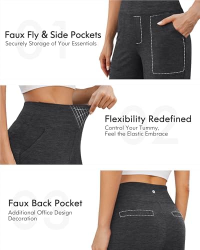 G4Free Yoga Pants for Women Wide Leg Pants with Pockets High Waisted