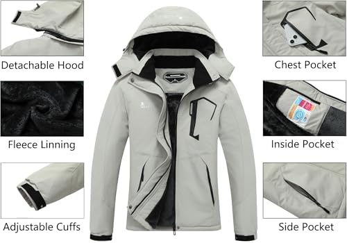 MOERDENG Women's Ski Jacket Warm Winter Coat Snowboarding Jacket