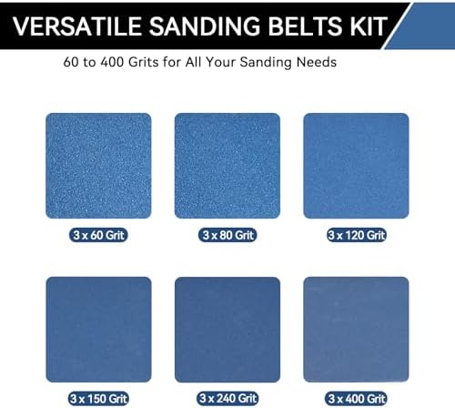 4x24 Inch Sanding Belts 18 Pcs 6 Grits Sizes (3 Each of 60/80/120/150/240/400 Grits) Heavy Duty Belt Sander Zirconia Belt Sander Paper for Wood, Metal, Stainless Steel, Cars, and Furniture