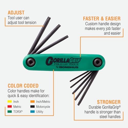 Bondhus 14132 Triple-Pack of .050 to 3/8-Inch Ball End Hex, 1.5 to 10-mm Ball End Hex and Star Fold-Up T6 - T25