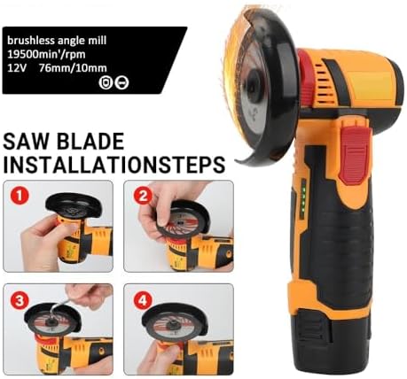 12V Mini 3 Inch Brushless Electric Angle Grinder Micro Lithium-ion Polisher Diamond Cutting And Grinding Machine Men Gift(5pcs Saw blade)