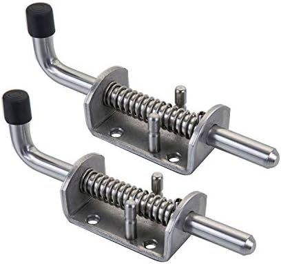 2 Pack Heavy Duty Stainless Steel Spring Loaded Latch Faster Locking Bolt Lock for Door Shed Gate or Tailgate Trailer Garage