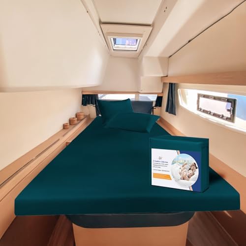 JS Sanders AFT Berth Boat Sheet 3 Pcs 600 TC Egyptian Cotton,Teal