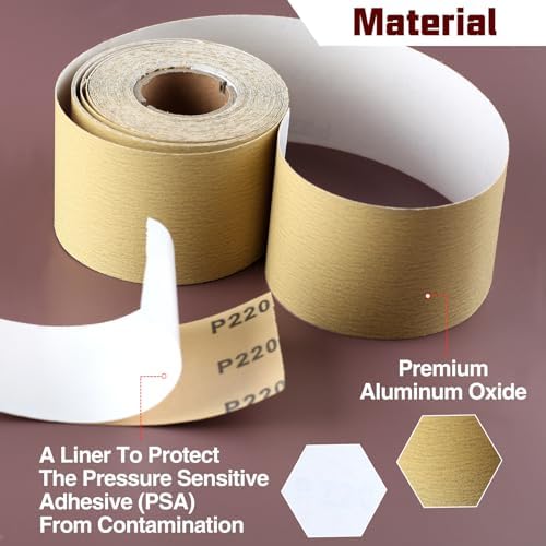 SPEEDWOX 220 Grit Sandpaper Roll Self Adhesive, 2-3/4"x10YD PSA for Wood
