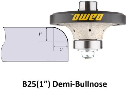 DAMO B25 1 inch Demi Bullnose & Half Bullnose Diamond Hand Profile Wheel, Hand Profiler, Coarse Grit Router Bit, 5/8-11 Thread, for Granite, Concrete, Marble, and Countertop Edge