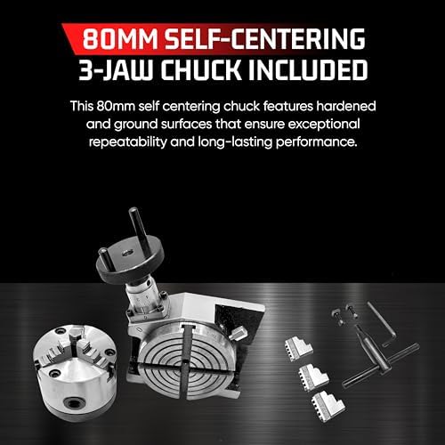 Rotary Table Cutting Tool with 80mm Self Centering Chuck & T-Nuts, 4"
