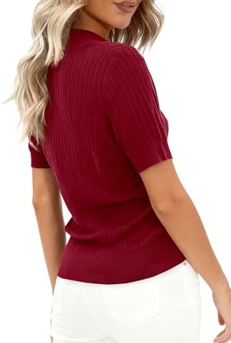 PRETTYGARDEN Women's Short Sleeve Sweater Polo Shirts