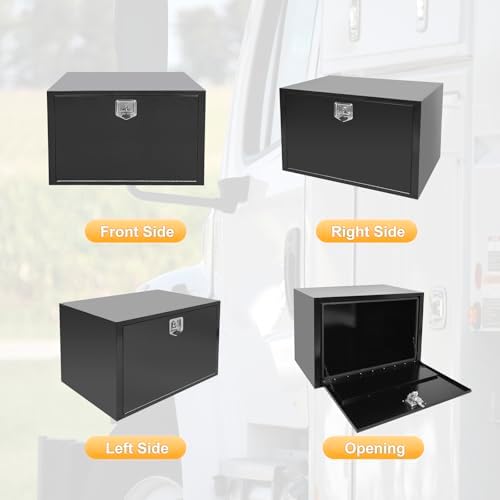 Underbody Truck Box Steel Storage Tool Box,36" L x 23" W x 23" H Tool Chest Organizer w/Lock and Keys For Pickup,Truck Bed, RV, Trailer,Heavy Duty Waterproof Blac box