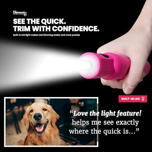 Diamondg Micro Dog Nail Grinder - Quiet Sound with LED Light, Pink