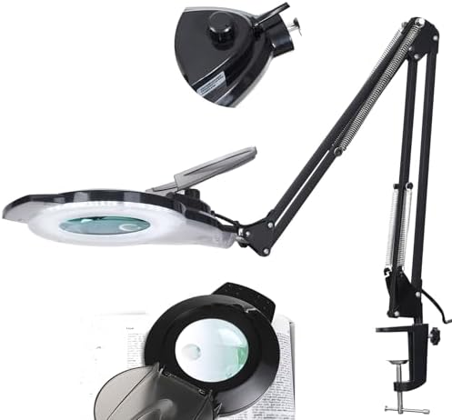 KIRKAS LED Magnifying Lamp with Clamp, 2,200 Lumens Dimmable 28in 12X 30X