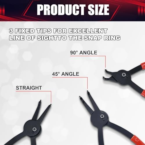 12-Piece Universal Snap Ring Pliers，Heavy Duty Fixed Tip Combination Internal and External Snap Ring Pliers, Suitable For Automobiles, Lawn Mowers, and Agricultural Equipment