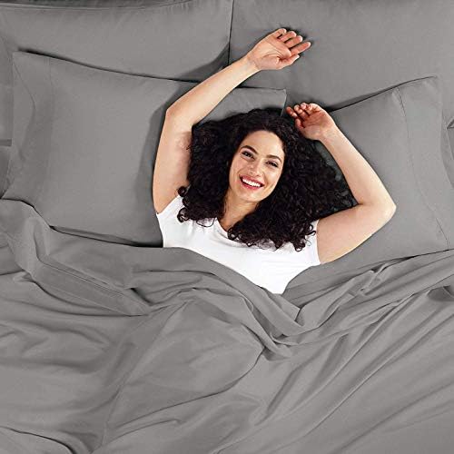 JS Sanders Affordable Microfiber 6 PC Bed Sheet Set, 820 Thread Count - King Size, Gray