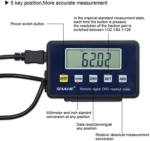 0-1000mm Digital Linear Scale, Accurate Digital Linear Scale LCD Display Remote Readout Scale Kit for Milling Machines Lathes, with Mounting Accessories…