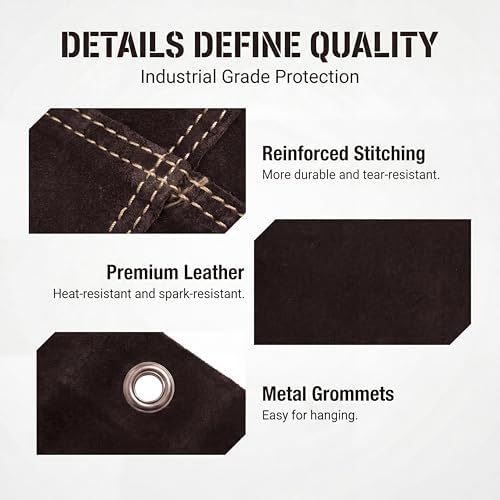 Leather Welding Blanket 6x6 ft Heat Resistant Spark Shield Black