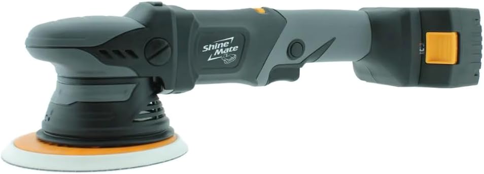 ShineMate EB351-6/21 Cordless DA Polisher Machine Only | 21 Millimeter Orbit for Fast Correction | 148 Millimeter Plate for 6 Inch Pads | 18 Volt Battery Platform for Mobility | 6 Inches