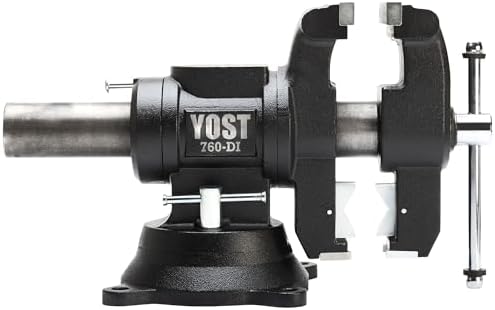 Yost Vises 760-DI Multi-Jaw Rotating Vise 6 Inch Jaw Width | 2 in 1 Multipurpose Bench and Pipe Vise | Secure Grip with Swivel Base | Made with a Combination of Ductile Iron & Hardened Steel