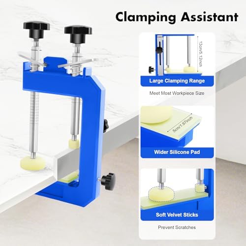 45° Seam Splicing Fixture, Countertop Stone Mitre Clamp Fixture W/Two Clamping Rods, Clamping Height 13cm/5.12in For Granite, Stone, Marble, Slab.