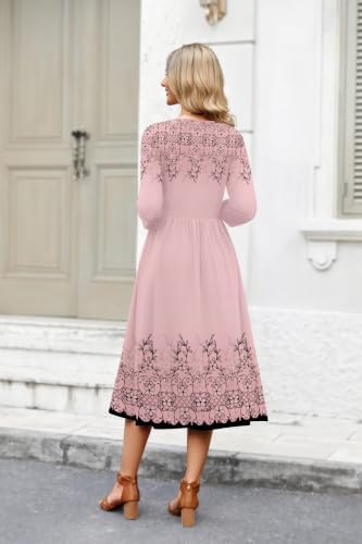 Zeagoo 3/4 Sleeve Women's Dress Casual Aline Summer Fall Midi Long Dresses