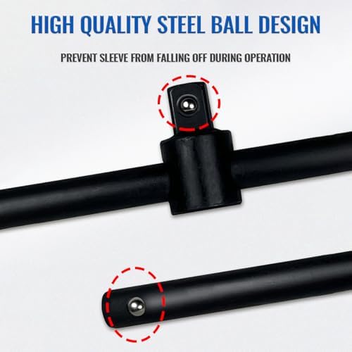 1/2 Inch Drive Sliding T-Handle Socket Wrench, 9.84 Inch Heavy Duty Steel Bar