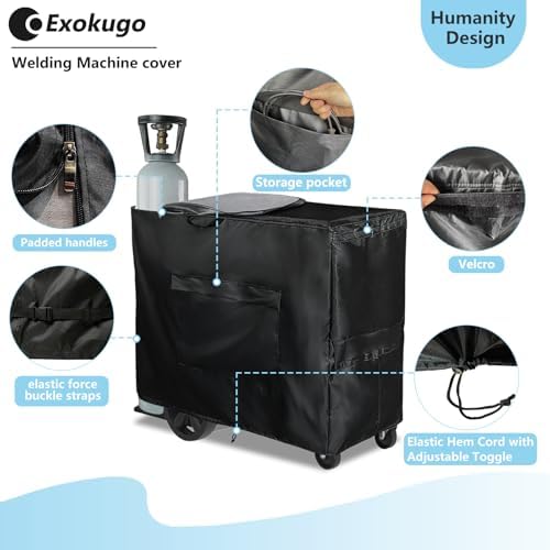 Welding Machine Cover with Zipper,Heavy Duty 600D Waterproof Welding Cart Cover,Welder Covers for Welder Models TIG/MIG 240/230/MP250i/252/255.(40''L*16''W*32''H)
