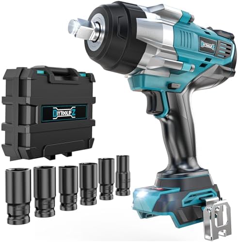 DIYtoolifz Cordless Impact Wrench 1/2" Compatible with Makita 18v Battery, 1700 Ft-lbs High Torque Impact Driver with 6Pcs Sockets & Storage Case, Impact Gun with 4 Modes & LED Light(Tool Only)
