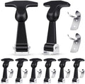 Mudder 8 Pcs Rubber Latches T-Handle Steel Brackets for Hood Cabinet | Elastic Rubber Strap, Stainless Steel Brackets, Flexible Hasp for Vehicle Engine Hood, Tool Box, Cabinet Secure
