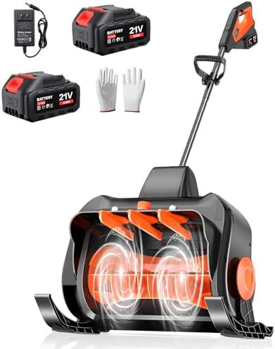 16" Cordless Snow Shovel, 3000mAh Battery Snow Blower, Lightweight Power Snow Thrower for Driveways & Sidewalks, Winter Snow Removal with Charger & 2 * 21V Batteries