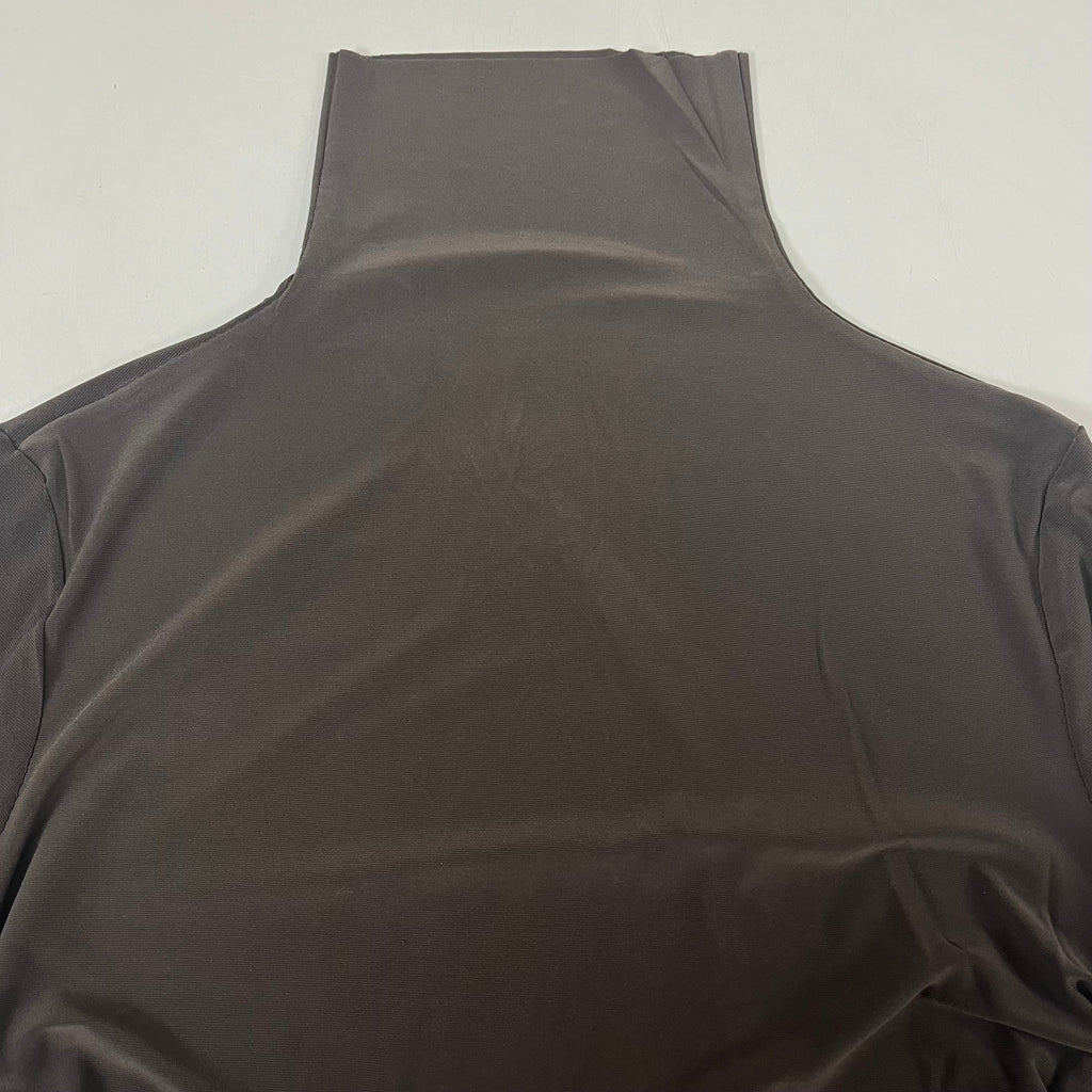 NORMA KAMALI Turtle Neck Ruched Side Drape Gown Unlined Women's S/36 Chocolate