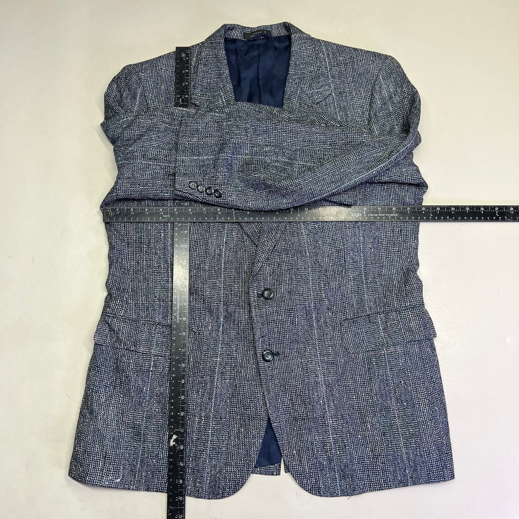 STAFFORD EXECUTIVE 100% Silk Blazer Salt & Pepper  Men's Sz 42R Blue/Black