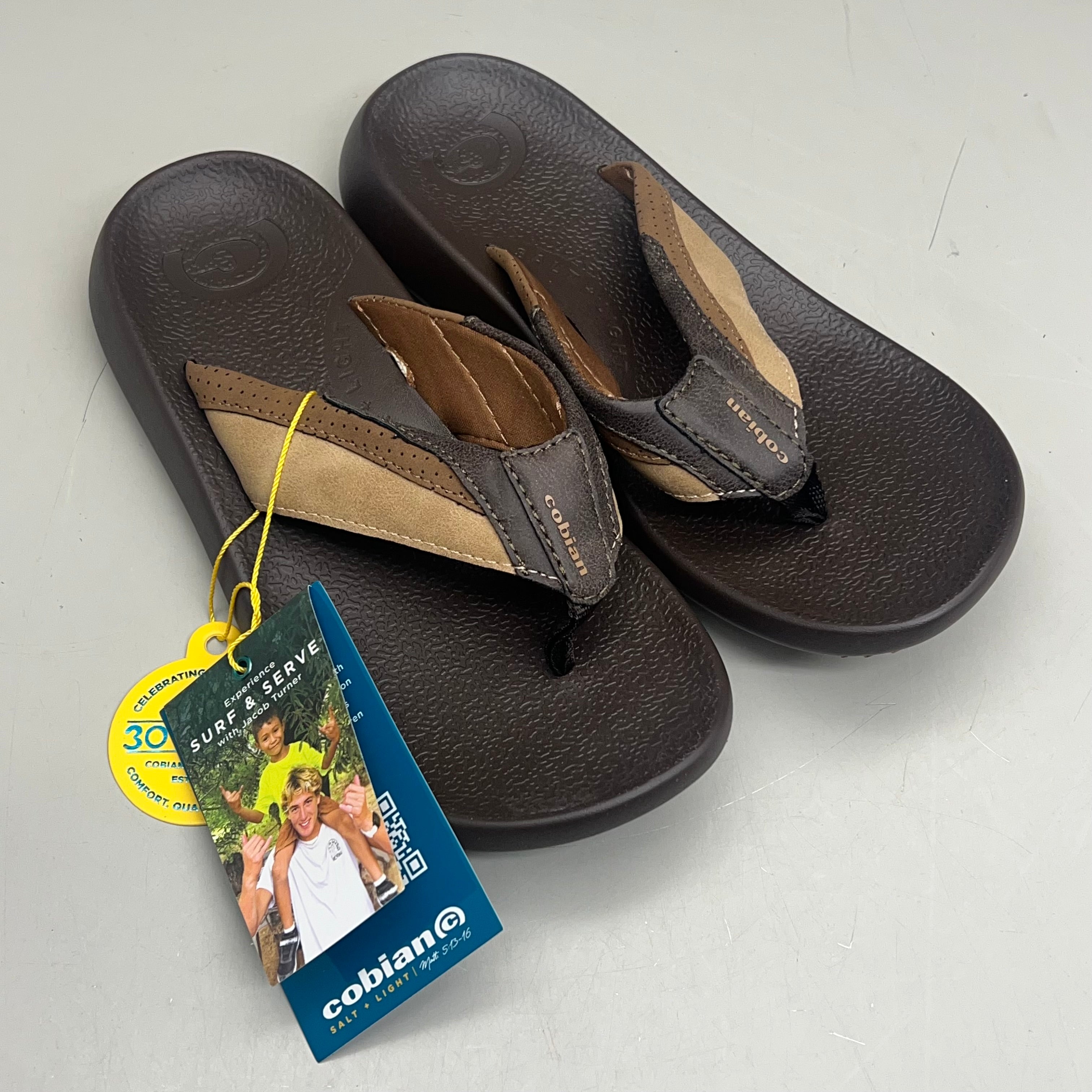COBIAN Compass Synthetic Leather Strap Sandals Men's Sz 12, EU 45 Chocolate COM25-201-12