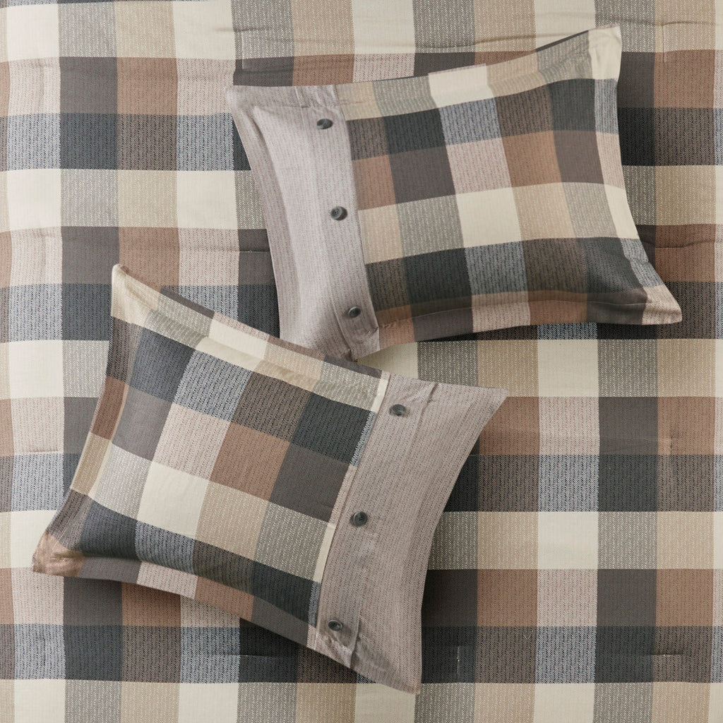 7 Piece Herringbone Comforter Set Neutral California King