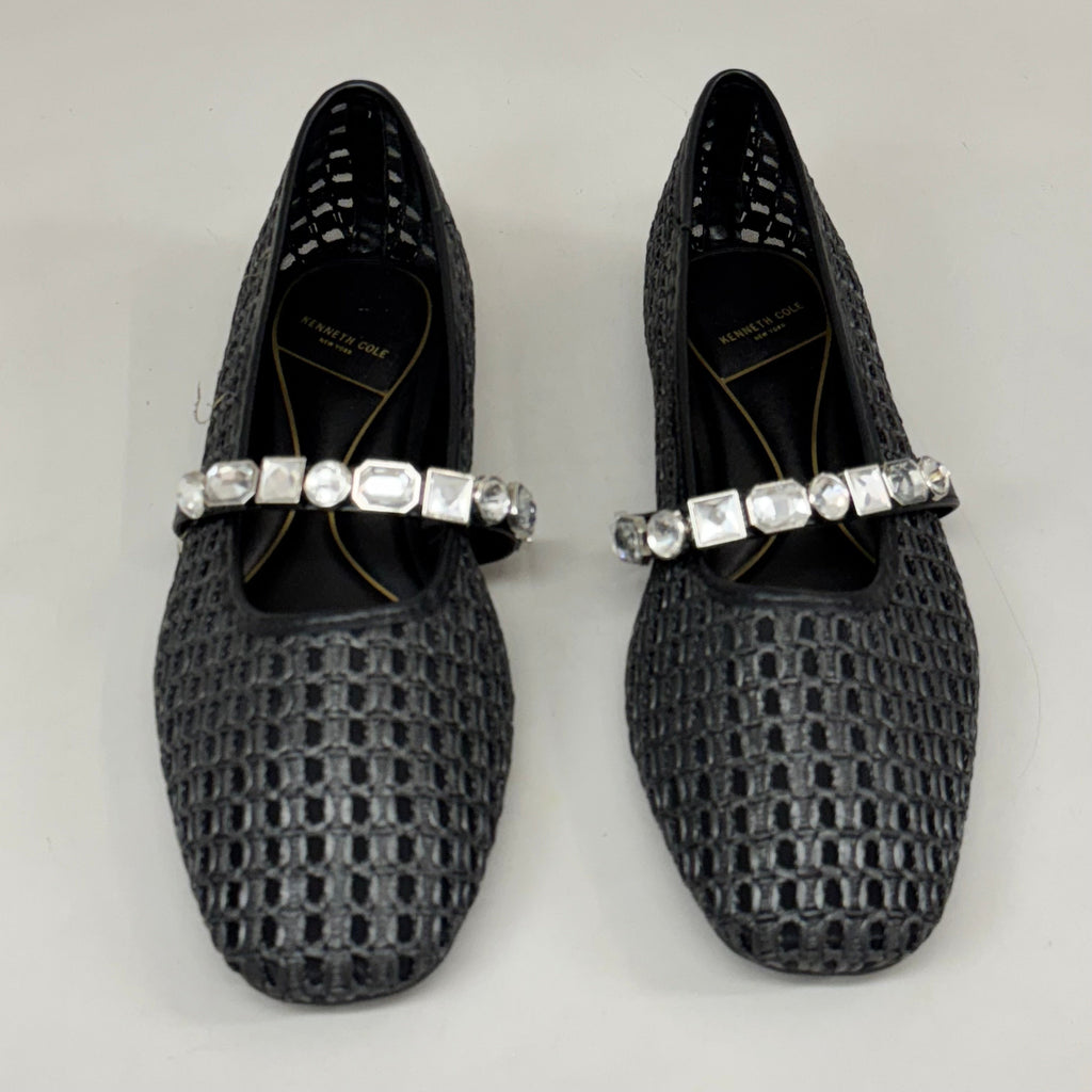 KENNETH COLE New York Zeta Raffia Jewel Jane Flat Women's Sz 9.5 Black KL25ZMJ01