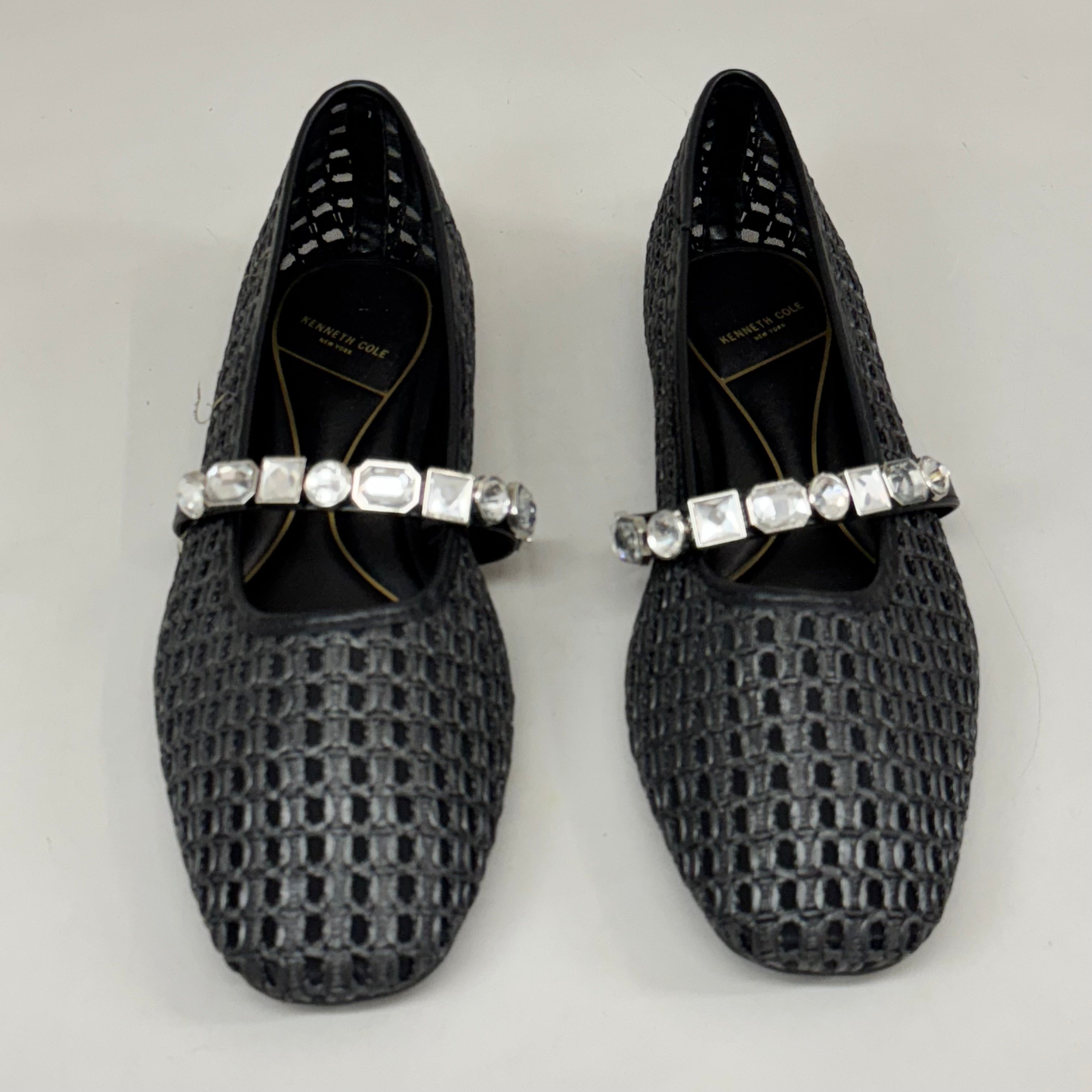 KENNETH COLE New York Zeta Raffia Jewel Jane Flat Women's Sz 11 Black KL25ZMJ01