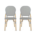 Outdoor Rattan And Aluminum Armless French Bistro Chairs (Set of 2) - Dark Gray