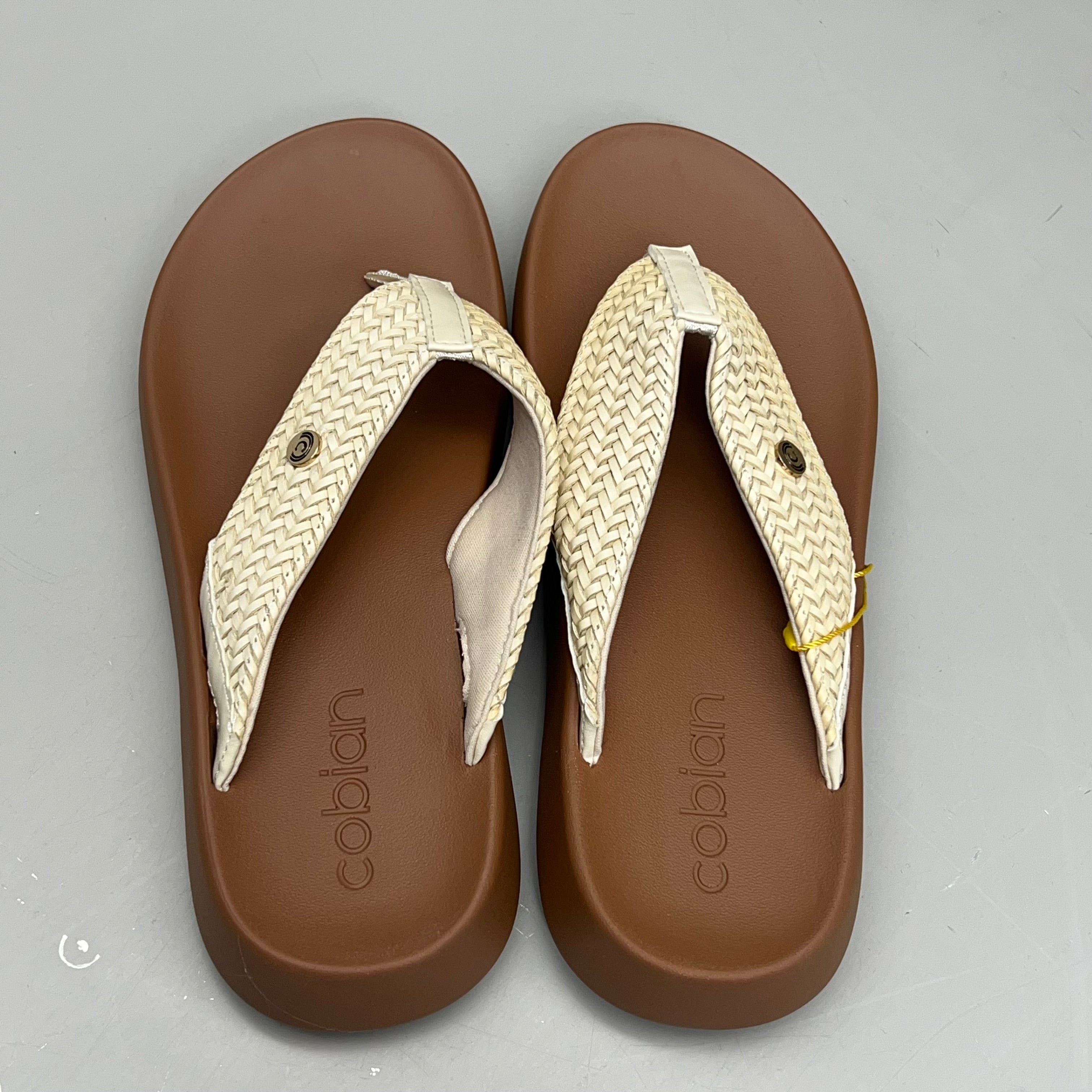 COBIAN Palmilla Braided Synthetic Leather Strap Women's Sz 8 EU 38.5 Cream PAL25-110-8