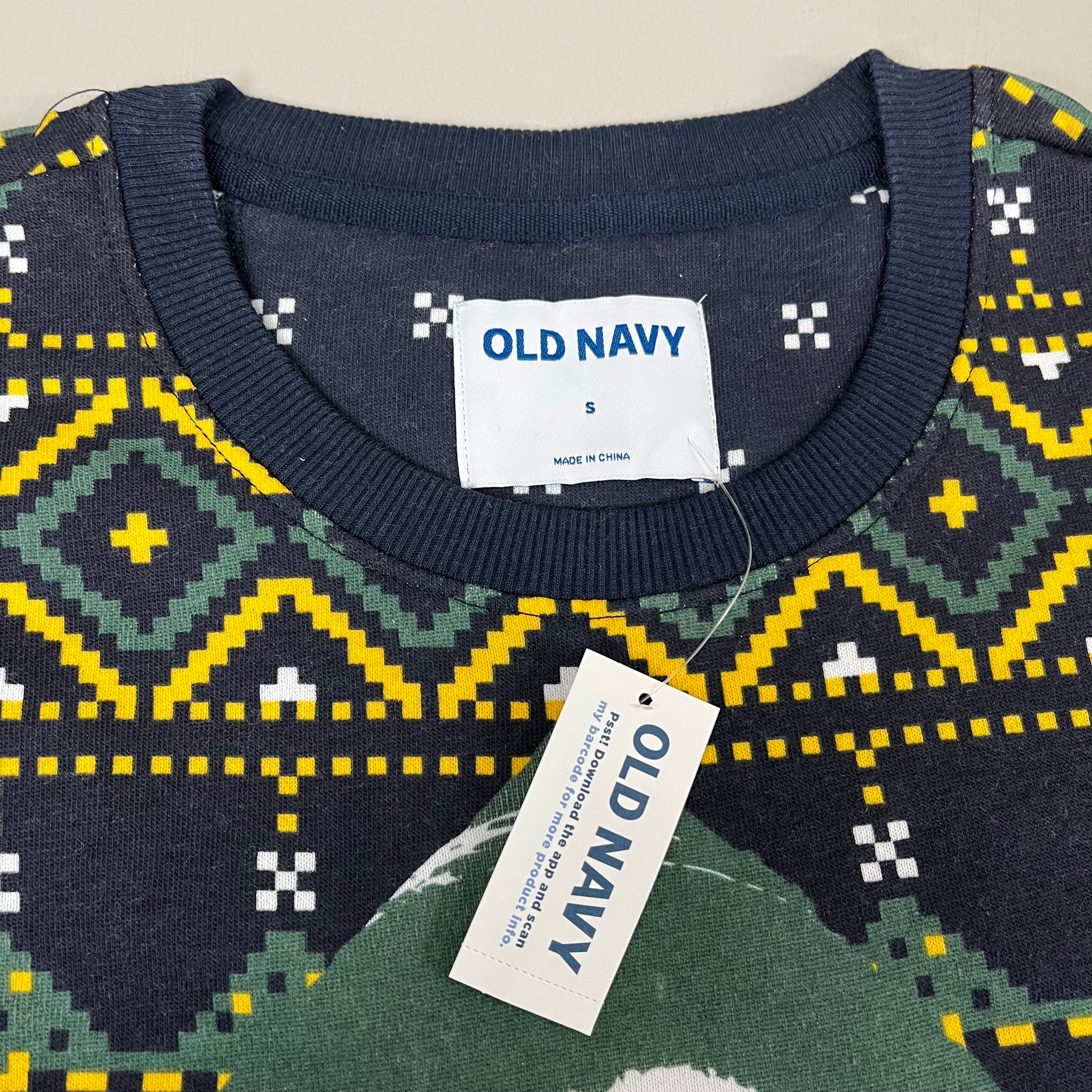 OLD NAVY Men's Christmas Holiday Elf Sweater Sz S Navy/Green 572579-00-1