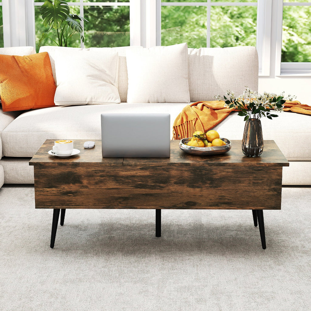 47 Inch Lift Top Coffee Table with 2 Hidden Compartments