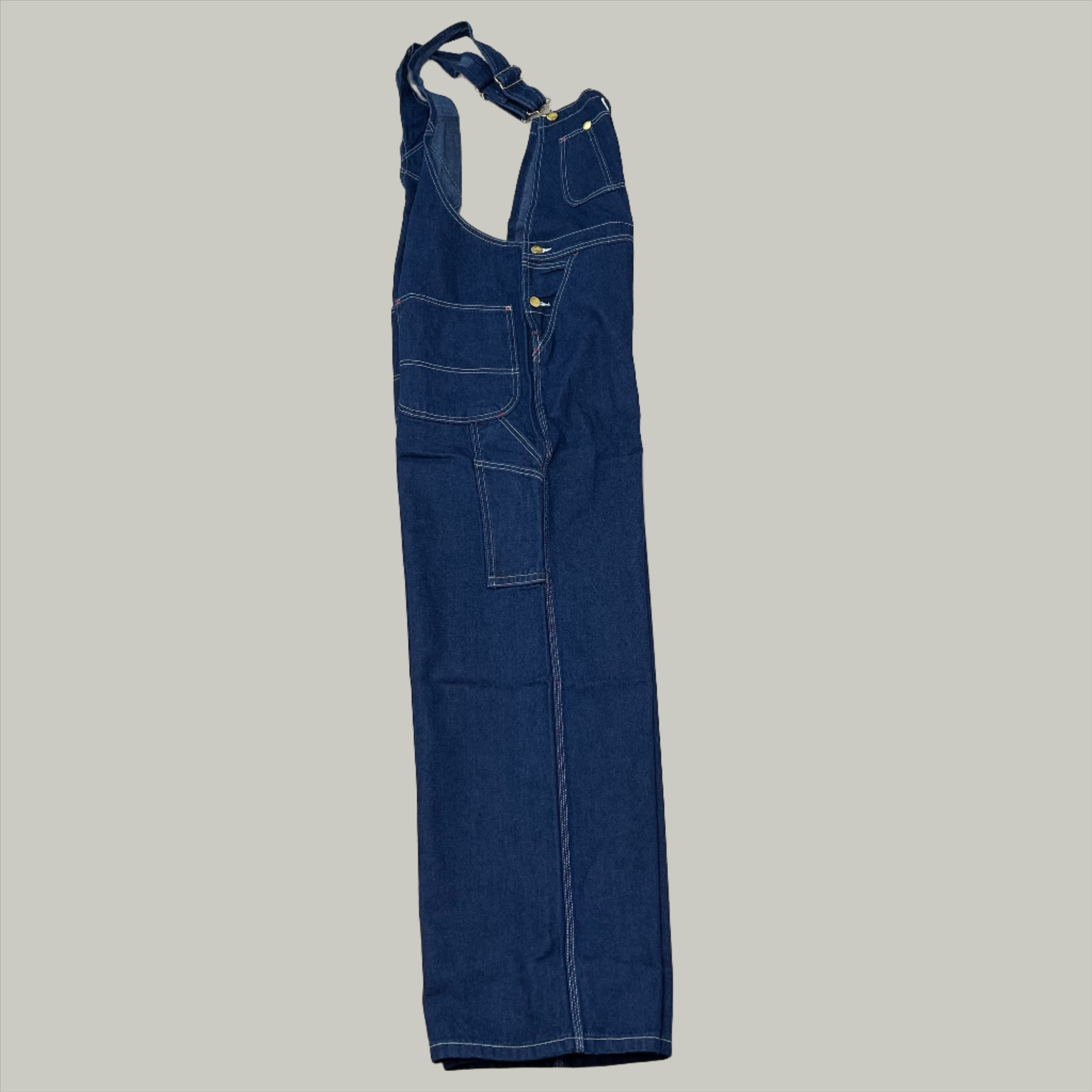 DICKIES Classic High Back Wide Leg Bib Overall Men's 40X30 Rinsed Indigo Blue