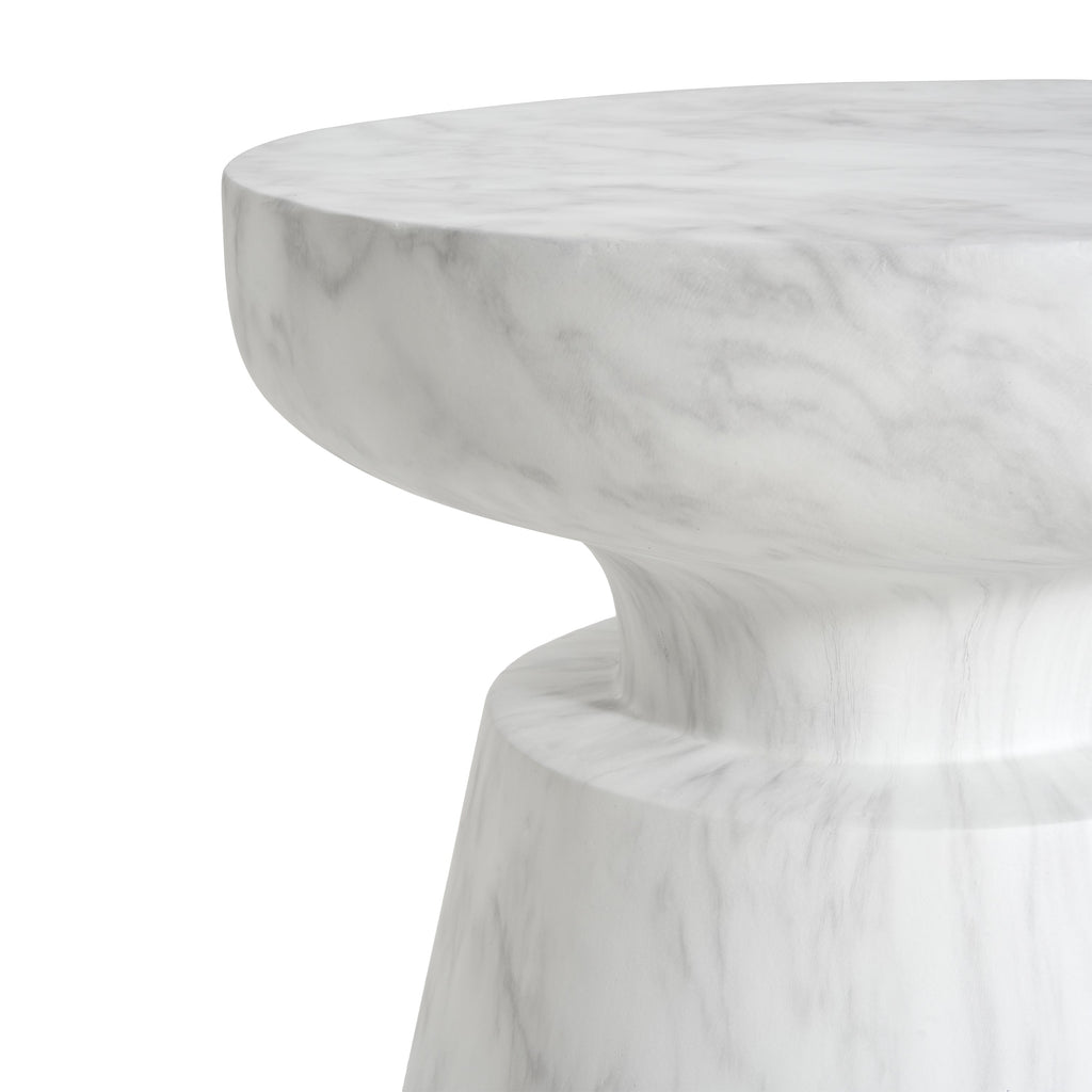 Outdoor Ponti Travertine Side Table, White