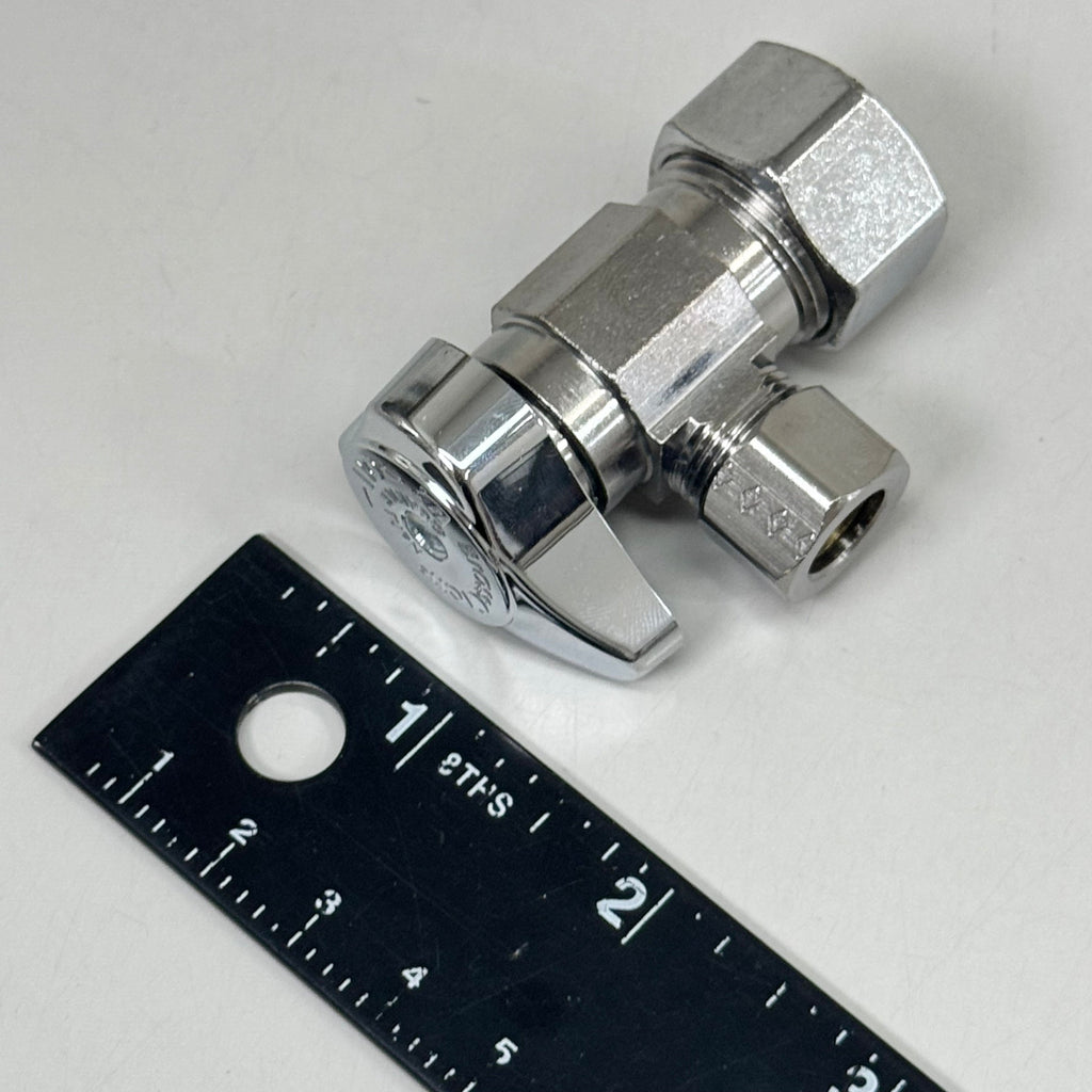 ZA@ BRASS CRAFT (5 PACK) 1/4" Turn Angle Supply STOP Valve 1/2"x3/8" Chrome G2CR19XC As-is Damaged Packaging