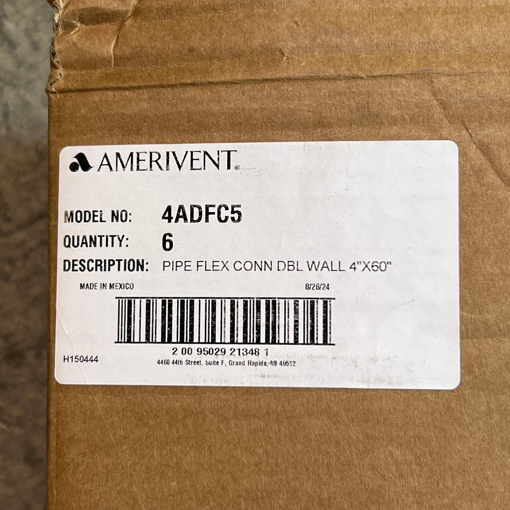 AMERIVENT (6 Pcs) Double Wall Flexible Vent Pipe Sz 4” x 60”, Silver 4ADFC5