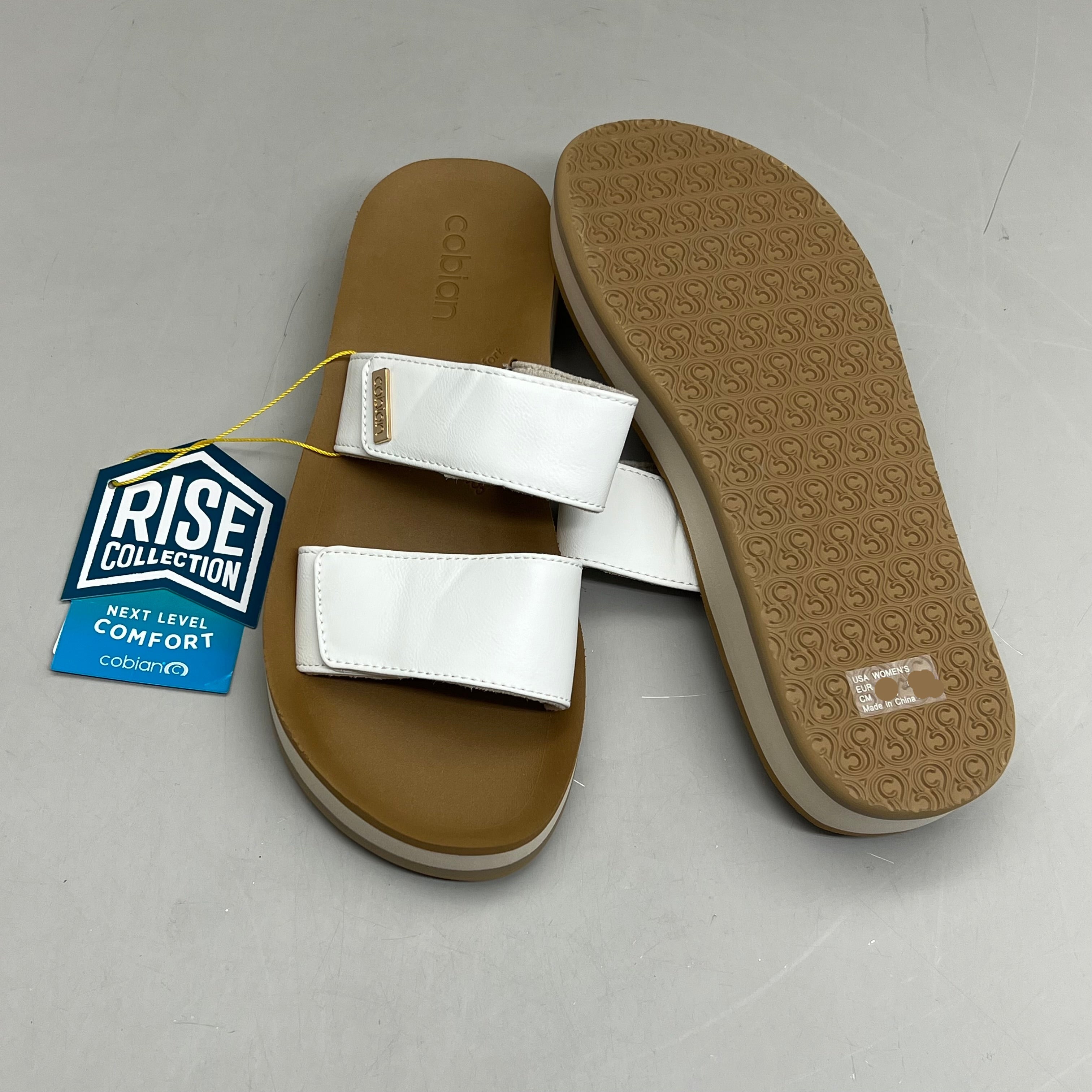 COBIAN Dana Rise Elevated Flatform Style Slide Women's Sz 6 White DNA24-100-06