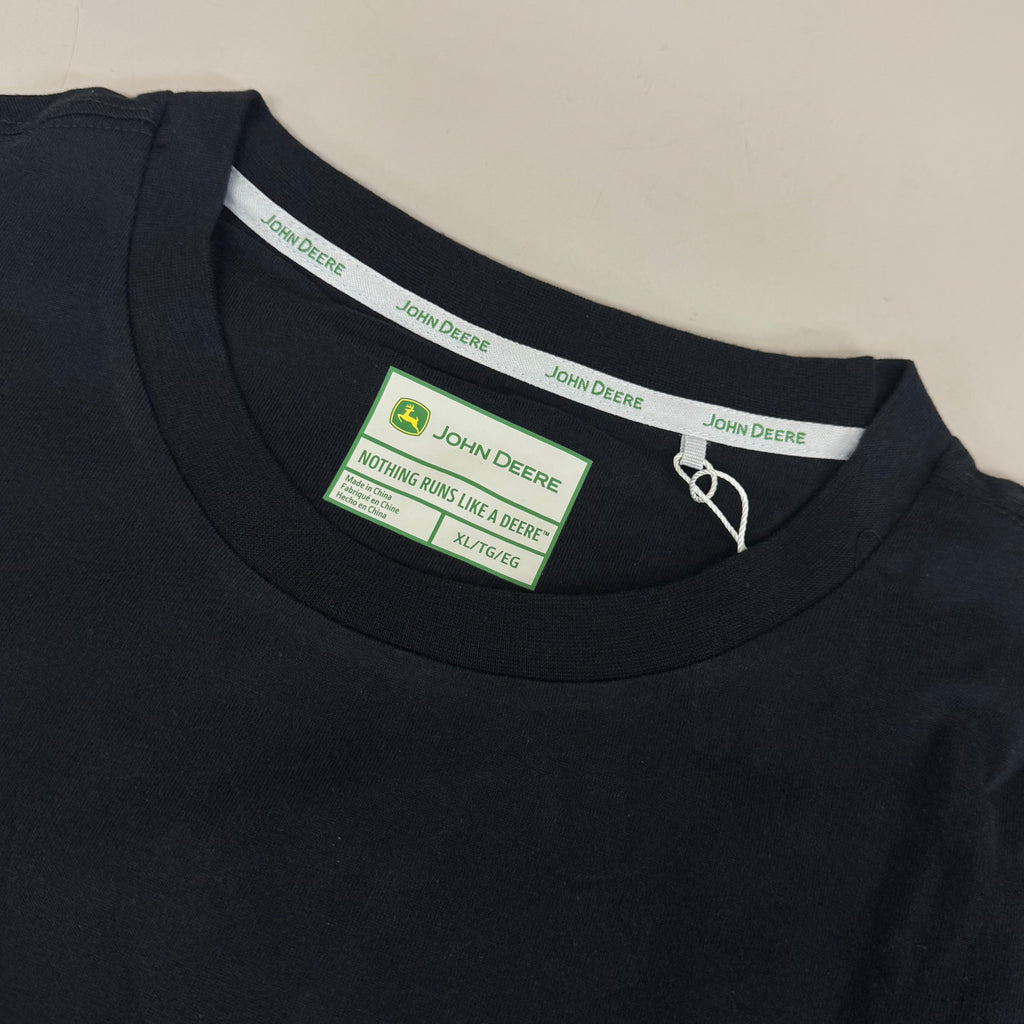 JOHN DEERE Embroidered Logo Short Sleeve Tee Shirt Men's Sz XL Black 1896842