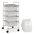 4-Drawer Cart Storage Bin Organizer Rolling with Plastic Drawers