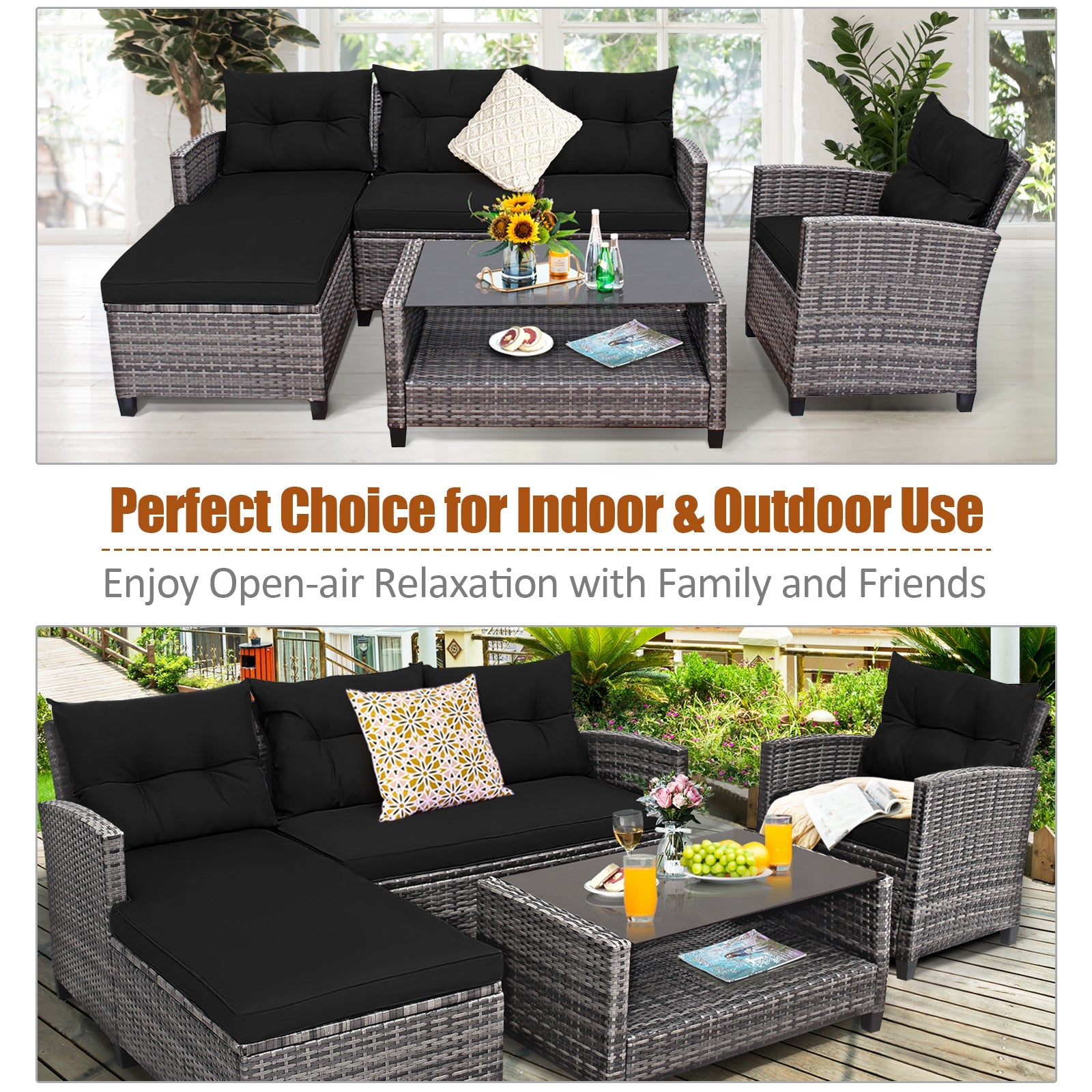 4 Pieces Patio Rattan